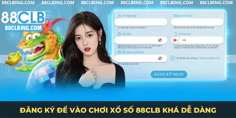 Đăng ký để vào chơi xổ số 88CLB khá dễ dàng